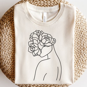 Frau mit Blumenkopf svg, Pfingstrosen svg, Mädchen Power svg, Blumenlinie svg, Starke Frauen svg, Empowered Frauen svg, feministische svg, Frauenkopf svg
