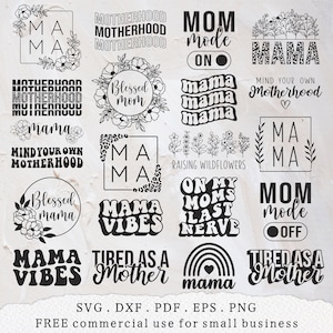 Svg de paquet de vie de maman, svg de maternité, rétro svg de chemise de maman, fatigué comme mère svg, élever des fleurs sauvages svg, svg de maman bénie, svg de fête des mères