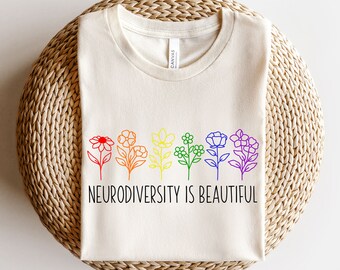 Neurodiversity is beautiful svg, Rainbow flower svg, Autism svg, ADHD svg, Autism awareness teacher svg, Autism inspirational quote svg