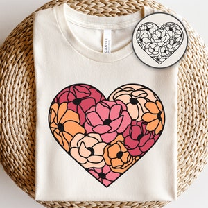 Fiore cuore in formato SVG, San Valentino in formato SVG, cuore floreale disegnato a mano in formato SVG, schizzo cuore in formato SVG, fiori di campo in formato SVG, cartolina di San Valentino in formato SVG, motivo rosa in formato SVG