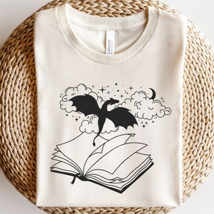 Open boek met draak svg, lezen is magisch svg, fantasieboek shirt svg, boekenwurm svg, boekenliefhebber svg, bibliothecaris svg, leraar leven svg