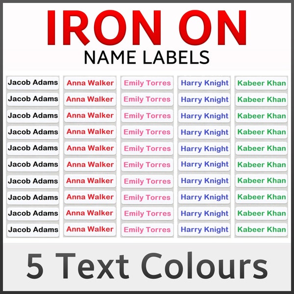 Iron on Name Labels, Personalised Iron on Name Labels, Iron on Labels for Clothing,Iron on Name Tags for School Uniform,Easy Iron-on Labels.