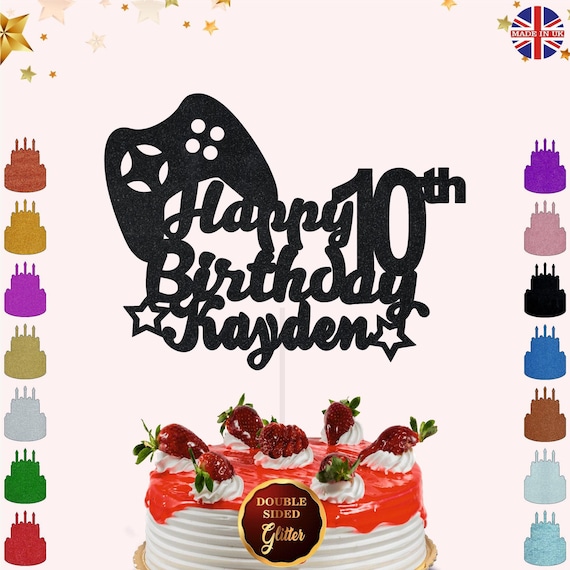 Video Topper - Game Controllers Happy Birthday Cake Decorations - Glitter Gaming Cake Topper For Boys Video Game Party - Home & Kitchen - Australia - View #4