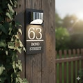 Personalised Solar House Number Sign – Modern Illuminated Address Plaque – Door Number Plaque