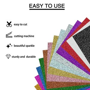 Non-Shed Glitter Card 350GSM Craft Sheets for Cricut Card making and scrapbooking DIY Projects A4 Premium Glitter Card Scrapbooking Crafts 画像 2