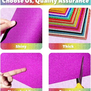 Non-Shed Glitter Card 350GSM Craft Sheets for Cricut Card making and scrapbooking DIY Projects A4 Premium Glitter Card Scrapbooking Crafts 画像 5