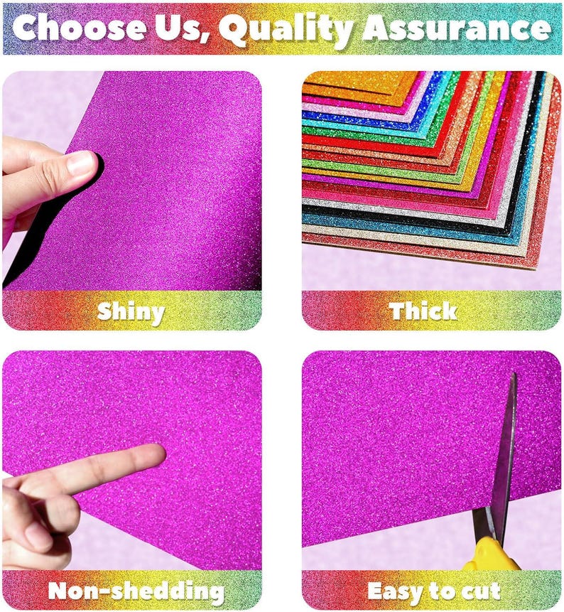 Non-Shed Glitter Card 350GSM Craft Sheets for Cricut Card making and scrapbooking DIY Projects A4 Premium Glitter Card Scrapbooking Crafts 画像 5