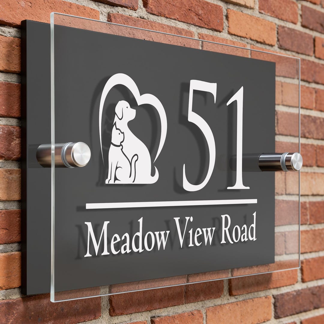 Personalised House Sign, Dog Design With Standoff Plaque, New Home Gift ...