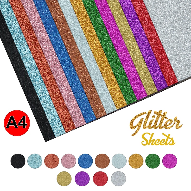 Non-Shed Glitter Card 350GSM Craft Sheets for Cricut Card making and scrapbooking DIY Projects A4 Premium Glitter Card Scrapbooking Crafts 画像 1