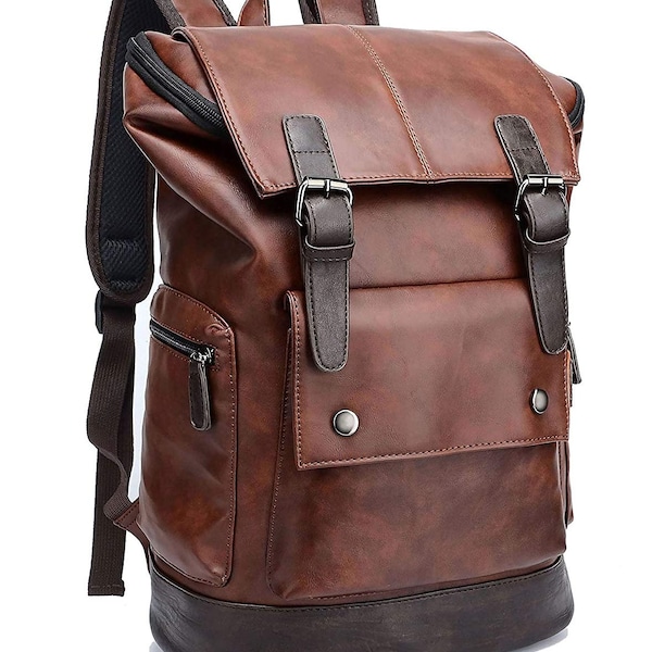 Leatherette Anti Theft Casual Laptop Backpack with 15.6 Inch Laptop Pocket