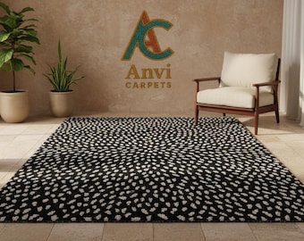 Hand-Tufted Wool Cheetah Area Rug, Modern Safari Animal Print Carpet