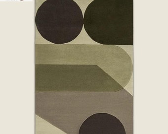 Modern Abstract Wool Rug, Hand Tufted Area Rug, Scandinavian Living Room Rug, Japandi Carpet, Geometric Neutral Rug, Custom Handmade Wool