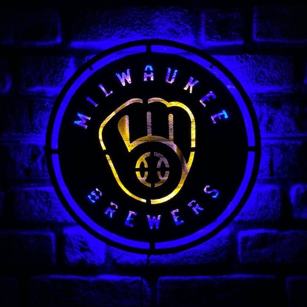 Milwaukee Brewers Led Light , Milwaukee Brewers , Lighted Wall Decor , Home Sign , MLB, Baseball Logo Sign,MLB Team , Christmas Gift