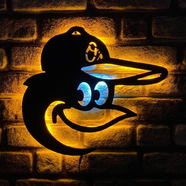Lámpara LED para fanáticos de los deportes de béisbol de los Orioles de Baltimore, lámpara de luz nocturna hecha a medida, cueva del hombre de decoración de pared, regalo de Navidad