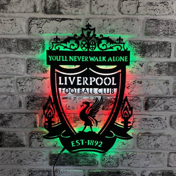 Liverpool Logo Led Sign - Premier League Logo Wall Decor - Christmas Gift - Gifts for Him - Handmade Gift - Wall Art , Christmas , Team Logo