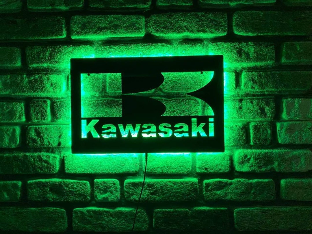 Kawasaki Led Sign , Kawasaki Motorcycle Led Lighted Wall Decor , Garage Motorcycle Sign Decor