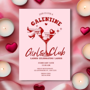 Galentines Tageseinladung, Galentines Tag einladen, Retro galentines Tag, Galentiner einladen, Valentinsgruß-Party einladen, sofortiger Download, GirlsNight