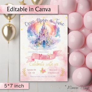 EDITABLE Magical Princess Birthday Invitation Princess Invitation Princess Party Invitation Once Upon a Time Girl Birthday Invite