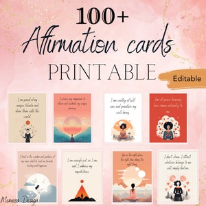 Tarjetas de Afirmación Imprimibles, Afirmaciones Positivas, Autocuidado, Autoestima, Confianza, Éxito, Tarjetas de Atención Plena, Uso Comercial
