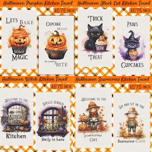Halloween Kitchen Towel Bundle, Kitchen Towel,Halloween Cupcakes Kitchen Towel,Halloween Witch Kitchen Towel, Halloween Kitchen Designs