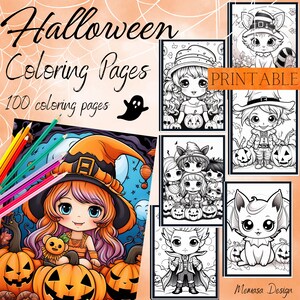 Printable Halloween Colouring Pages, Kids Halloween Coloring Sheets, Halloween Party Activity, Halloween Mindful Colouring For Kids