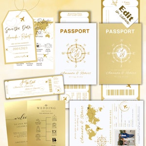 Destination Wedding Invitation, Boarding Pass Invitation, Printable Passport Wedding Invitation, Travel Theme Wedding, Template Download
