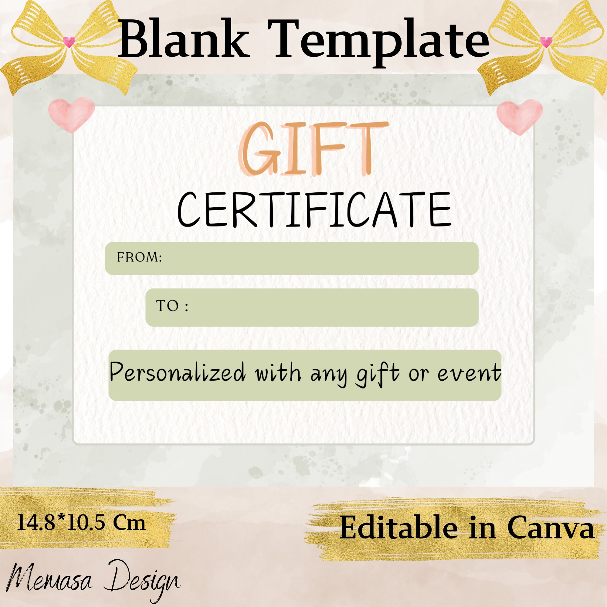 Watercolor Gift Certificate Template, DIY Printable Gift Voucher ...