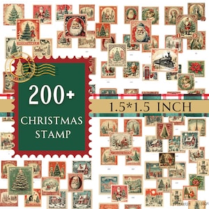 Printable Stamps Christmas Ephemera, Junk journal Supplies, Vintage Christmas , Scrapbooking Paper, Digital Ephemera Page,christmas sticker