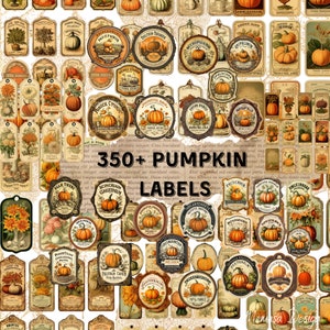 Kürbis Etiketten, Herbst Ephemera, Vintage Kürbis, Herbstmarkt, Junk Journal, Herbst Tags, Vintage Etikett, Erntedank Etikett