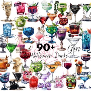 Immagini clipart di bevande di Halloween, download di PNG di cocktail spettrali, PNG di cocktail di Halloween ad acquerello, clip art di Halloween per uso commerciale