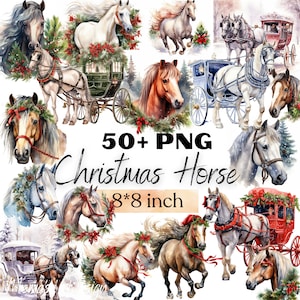 Kerst paard clipart, winter paard PNG, kerst paard getrokken koets clipart transparante PNG, kerstkaart, ongewenste dagboek, commercieel gebruik