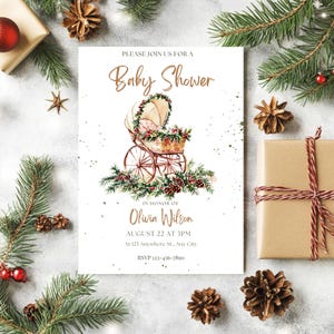 Christmas Baby Shower Invitation, Merry Little Baby Shower Invitation, Winter Baby Shower Invite, Winter Wonderland Baby Shower, Holiday