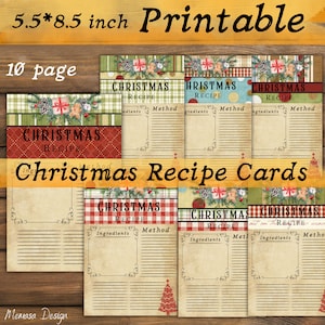 Christmas Recipe Card, Holiday Recipe Card, Christmas Cookies, Printable Recipe Card