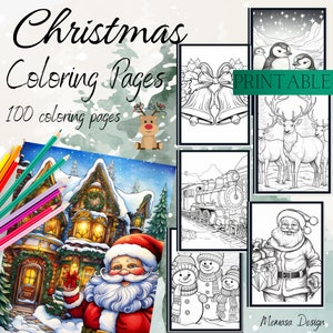 Printable Christmas Colouring Pages, Kids Christmas Coloring Sheets, Christmas Party Activity, Christmas Coloring Sheets,Instant Download
