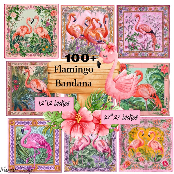 Flamingo Bandana Digital design, Flamingo Bandana pattern, Dog Scarf, card making, scrapbooking, Commercial Use