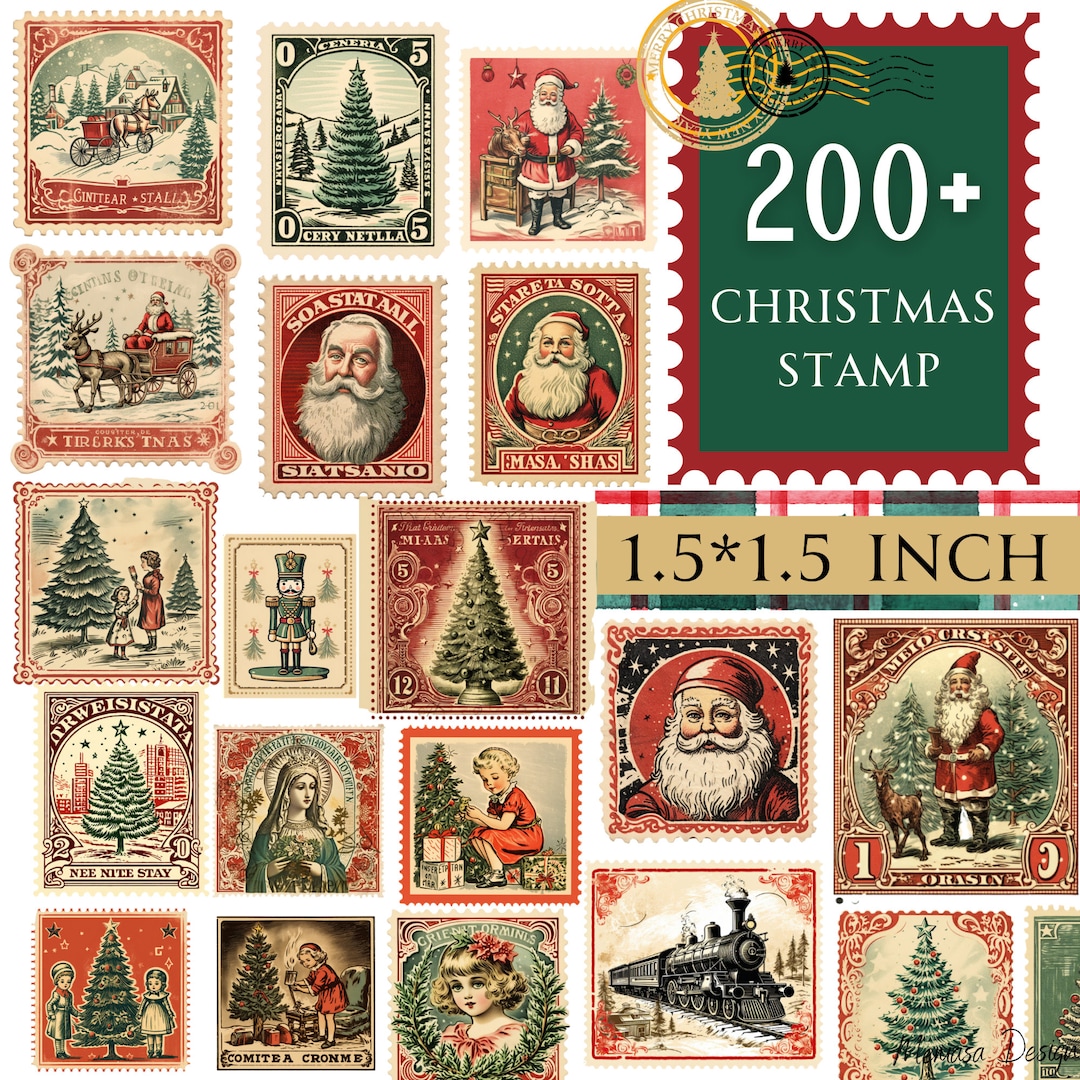 Printable Stamps Christmas Ephemera, Junk Journal Supplies, Vintage ...