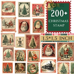 Printable Stamps Christmas Ephemera, Junk journal Supplies, Vintage Christmas , Scrapbooking Paper, Digital Ephemera Page,christmas sticker