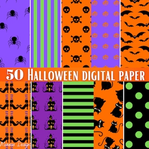 Halloween digital paper, trick or treat scrapbook papers, boo wallpaper, Halloween, spooky, boo, background