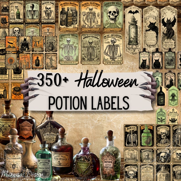 Halloween weird Potion Labels,Apothecary Potion Label,Vintage Halloween Printable Sticker PNG,Wizard Party Decoration, Commercial Use