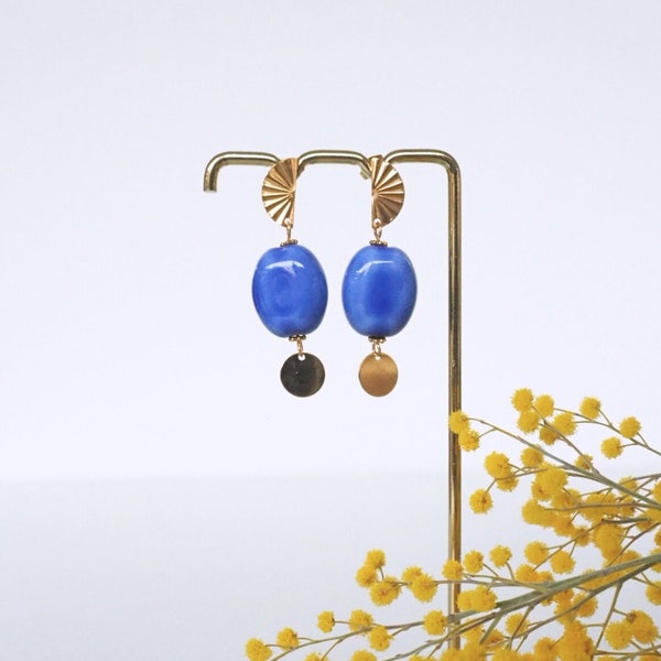 SEVILLE - Upcycled earrings, blue