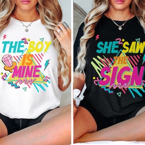 Custom 90s Lyrics Bachelorette Shirt, Retro Lyrics Tshirts, 90s party, 90s multi colored, funny matching nineties themed, oversized tee