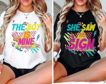 Custom 90s Lyrics Bachelorette Shirt, Retro Lyrics Tshirts, 90s party, 90s multi colored, funny matching nineties themed, oversized tee