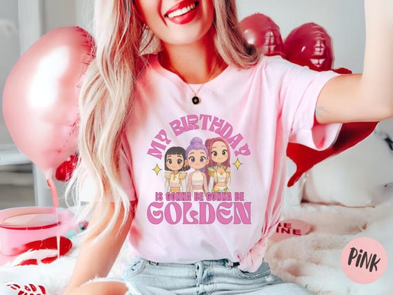 Birthday is Gonna be Golden Zoey Rumi and Mira Kpop Kids Shirt, Girls Demon K-Pop Bday Hunter Tee, Toddler Kid Youth Song Chubi Anime Party
