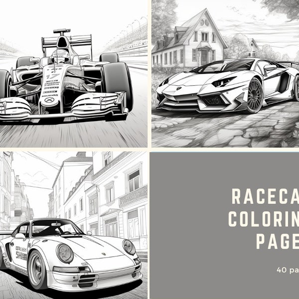 40 Sportscar/F1 Coloring Pages (Downloadable PDF)