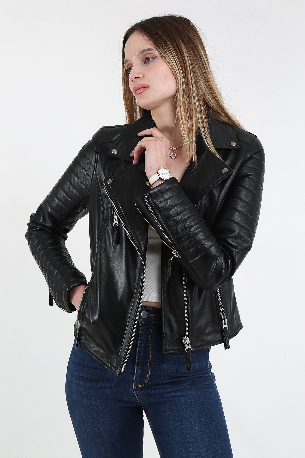 Genuine Leather Jacket for Woman,woman's Lamb Leather Jacket, Woman's Genuine Leather Bikers Coat, BLACK, Dka1515 - Etsy Genuine Leather Jacket for Woman,woman's Lamb Leather Jacket, Woman's Genuine Leather Bikers Coat, BLACK, Dka1515 - Etsy