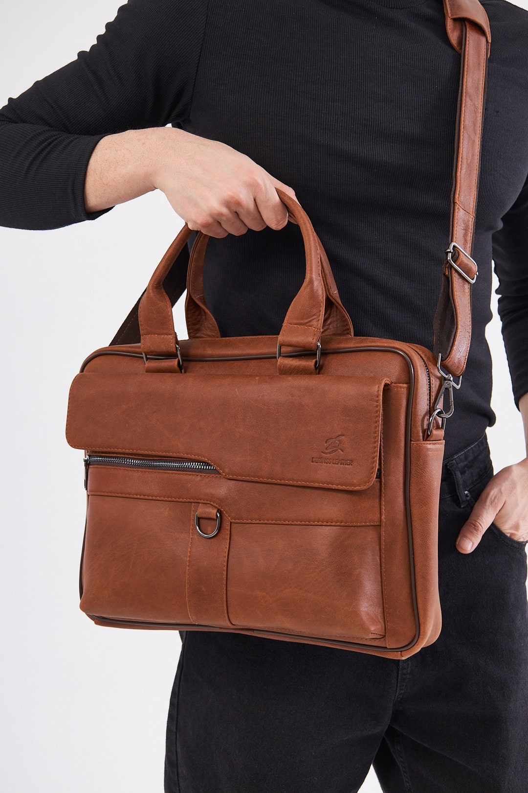 Genuine Leather Shoulder Bag Laptop Briefcase Bag main image 1