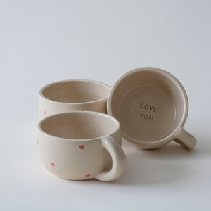Red Heart Cappuccino Mug, Cappuccino Mug, 9oz Coffee Mug, Best Selling Items, Pottery Mug, Camping Mug, Gifts For Mom, Mother's Day Gift