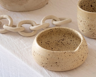 Handmade Beige Ceramic Matcha Bowl & Matcha Set