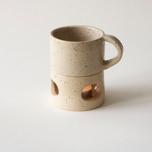 8oz Handmade Ceramic Mug, Wax Tea Warmer, Stoneware Cappuccino Mug, Cappuccino Mug, Mothers Day Gifts, Gifts For Mom, Mother's Day Gift