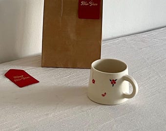 Handmade Christmas Espresso Cup: Ceramic Coffee Mug with Heart
